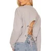 Demi French Terry Vintage Washed Lace Up Sweatshirt Vintage Heather Grey -ANINE BING Shop MWER WK22 V1