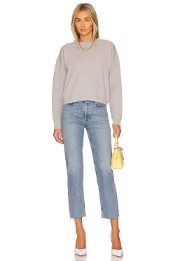 Demi French Terry Vintage Washed Lace Up Sweatshirt Vintage Heather Grey -ANINE BING Shop MWER WK22 V4