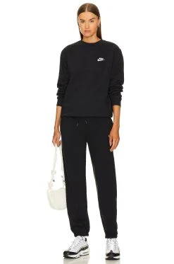 Nike Club Crew Neck Sweatshirt Black & White -ANINE BING Shop NIKR MK11W V4