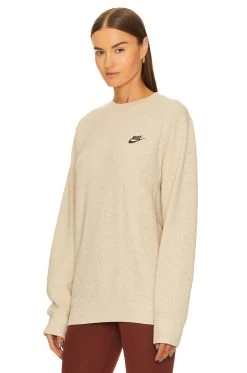 Nike Brushed Back Crew Neck Sweatshirt Limestone -ANINE BING Shop NIKR MK14W V3