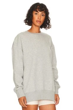 Nike NSW Fleece Crewneck Sweatshirt Dark Grey Heather & Sail -ANINE BING Shop NIKR WK104 V2