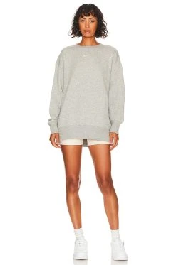 Nike NSW Fleece Crewneck Sweatshirt Dark Grey Heather & Sail -ANINE BING Shop NIKR WK104 V4