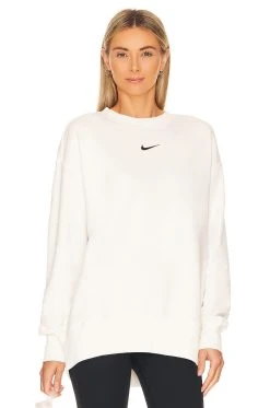 Nike NSW Fleece Crewneck Sweatshirt Sail & Black