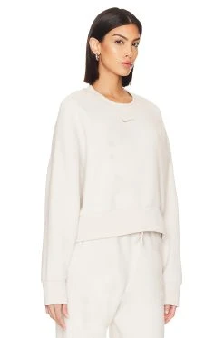 Nike NSW Plush Crop Crew Sweatshirt Light Bone -ANINE BING Shop NIKR WK129 V2