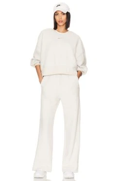 Nike NSW Plush Crop Crew Sweatshirt Light Bone -ANINE BING Shop NIKR WK129 V4