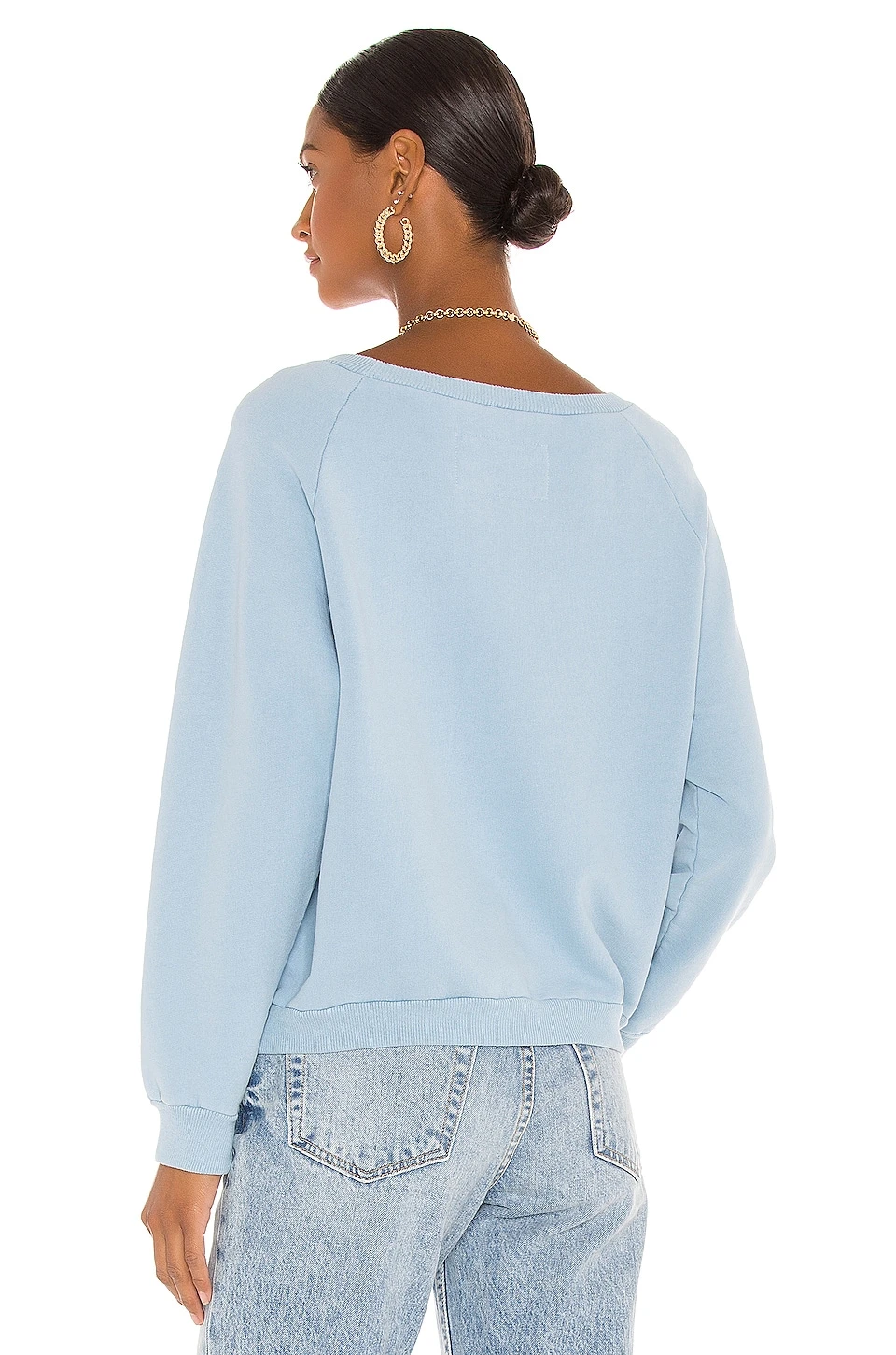 NILI LOTAN Crest Crew Neck Sweatshirt Light Blue 5 NILI LOTAN Crest Crew Neck Sweatshirt Light Blue - Image 3