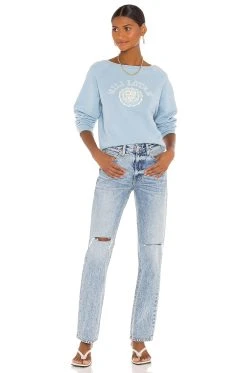 NILI LOTAN Crest Crew Neck Sweatshirt Light Blue 9 NILI LOTAN Crest Crew Neck Sweatshirt Light Blue -ANINE BING Shop NILR WK46 V4