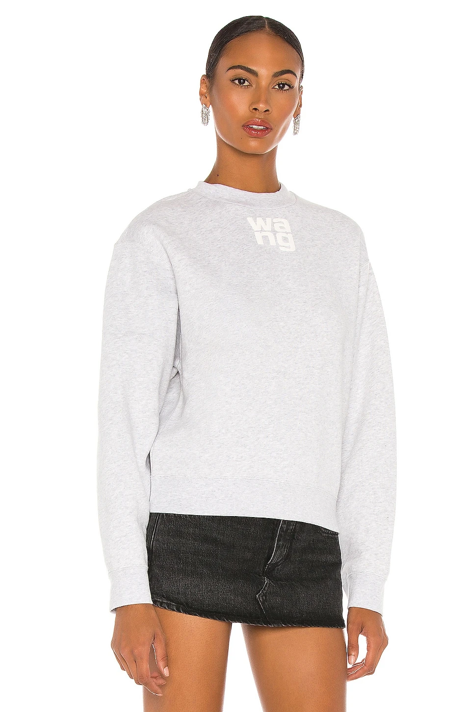 ALEXANDER WANG Foundation Terry Crewneck Sweatshirt Light Heather Grey 4 ALEXANDER WANG Foundation Terry Crewneck Sweatshirt Light Heather Grey - Image 2