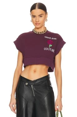 Versace Jeans Couture Short Sleeve Roses Sweatshirt Pecan 12 Versace Jeans Couture Short Sleeve Roses Sweatshirt Pecan -ANINE BING Shop VJEA WK10 V1 2