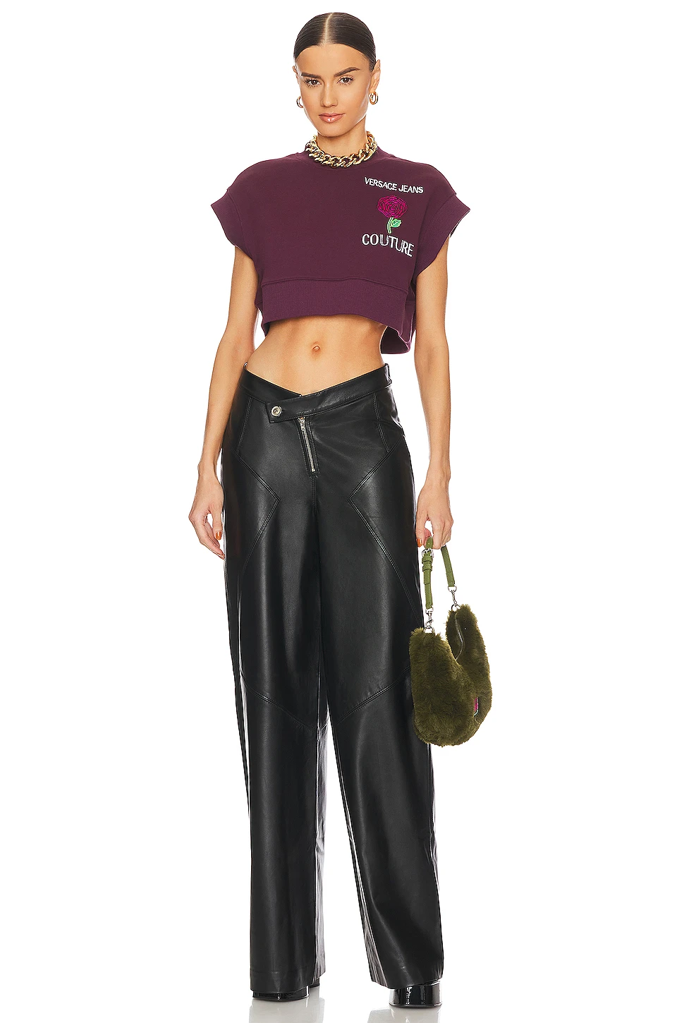 Versace Jeans Couture Short Sleeve Roses Sweatshirt Pecan 6 Versace Jeans Couture Short Sleeve Roses Sweatshirt Pecan - Image 4