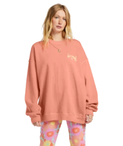 Billabong Womens Sweatshirt Ride In Oversized Crewneck